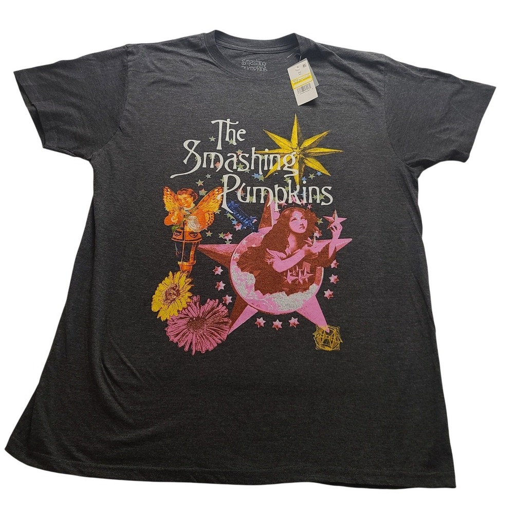 Smashing Pumpkins Women's XL T-Shirt Charcoal Mellon Collie Graphic Tee New